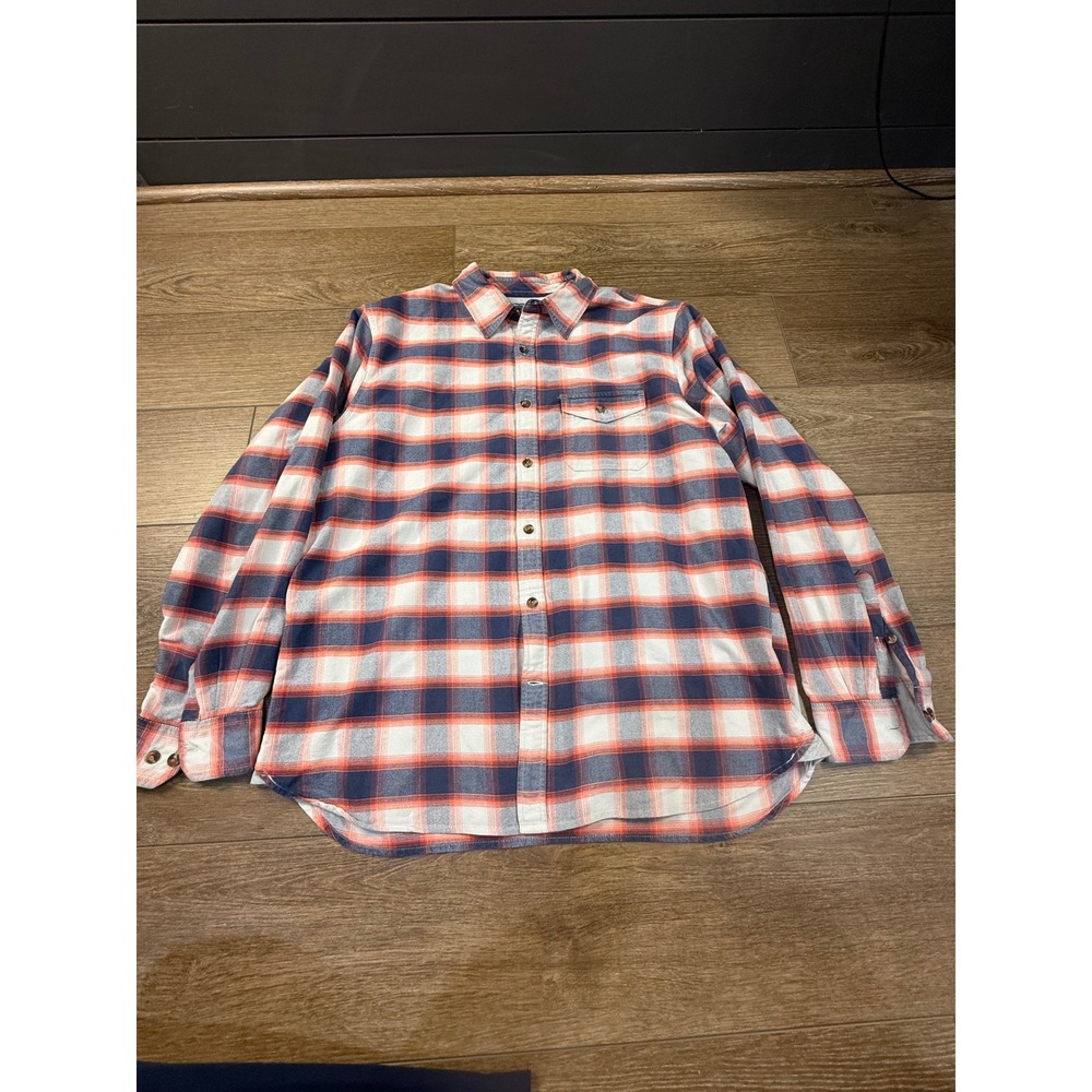 The North Face Men's Plaid Button Down Shirt Blue/Orange 100% Cotton Classic
